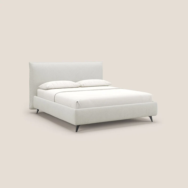 EROS lit rembourré en duvet d'oie avec coffre de rangement en bouclette précieuse détachable T16 crème
