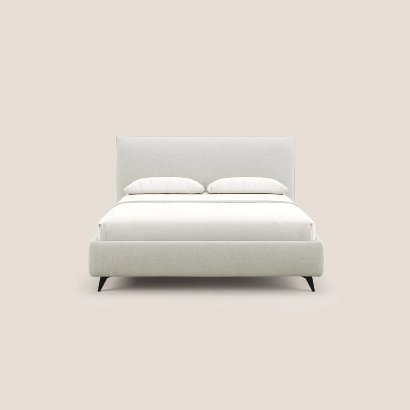 EROS lit rembourré en duvet d'oie avec coffre de rangement en bouclette précieuse détachable T16 crème