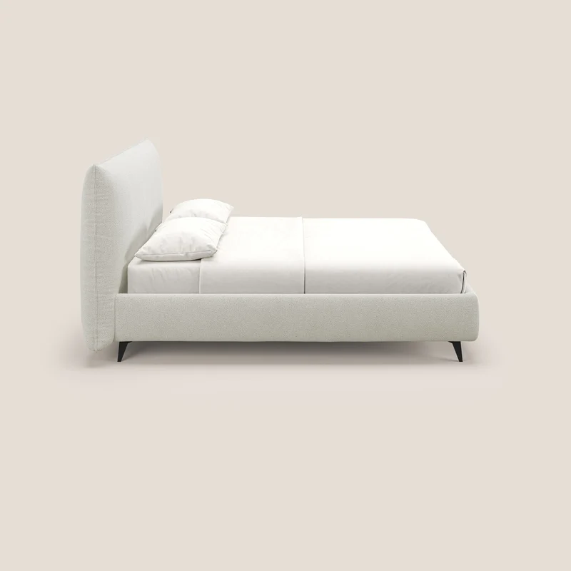 EROS lit rembourré en duvet d'oie avec coffre de rangement en bouclette précieuse détachable T16 crème