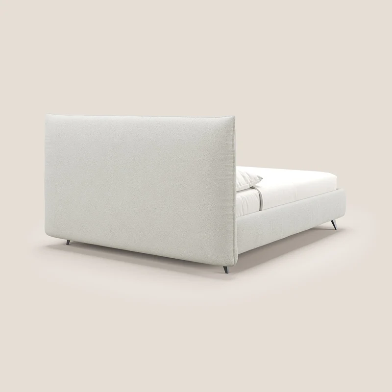 EROS lit rembourré en duvet d'oie avec coffre de rangement en bouclette précieuse détachable T16 crème