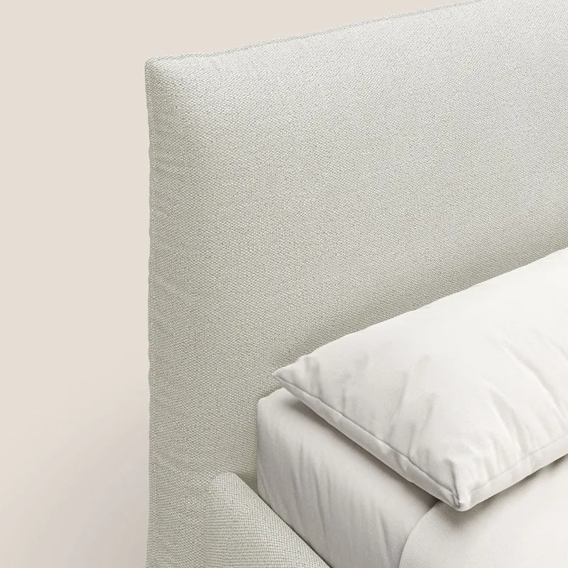 EROS lit rembourré en duvet d'oie avec coffre de rangement en bouclette précieuse détachable T16 crème