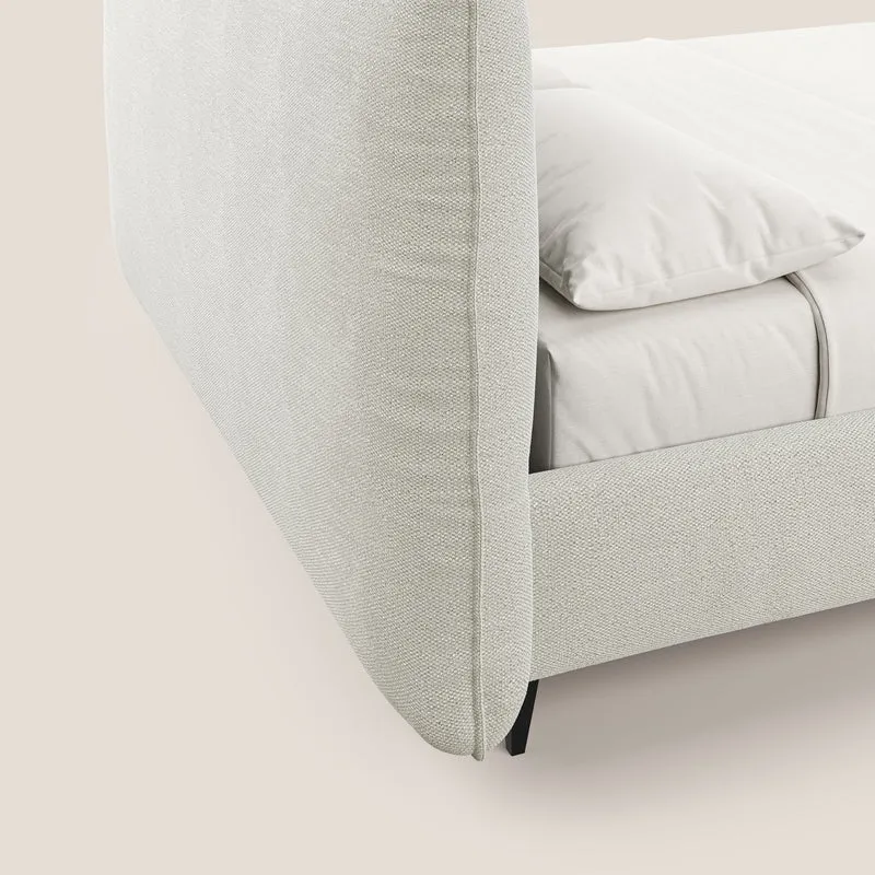 EROS lit rembourré en duvet d'oie avec coffre de rangement en bouclette précieuse détachable T16 crème