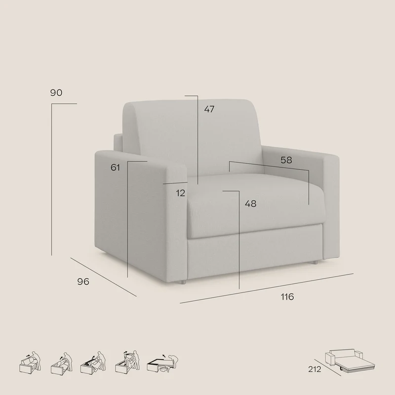 Chris Fauteuil convertible en tissu imperméable T13 jaune