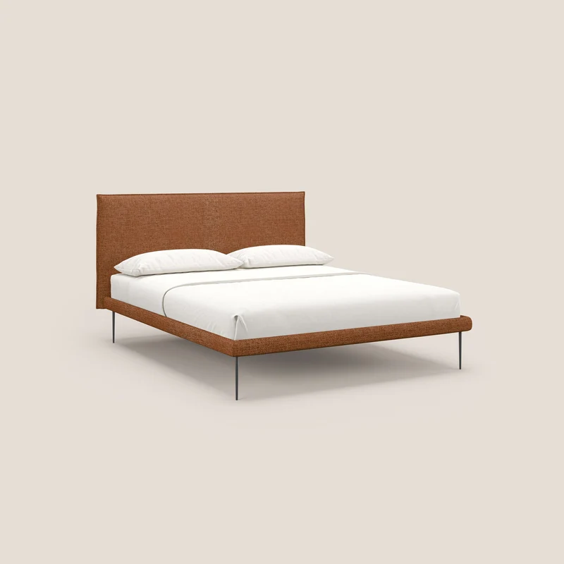 Theo lit moderne déhoussable avec pieds hauts en métal et tissu imperméable T10 orange