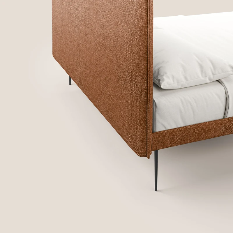 Theo lit moderne déhoussable avec pieds hauts en métal et tissu imperméable T10 orange