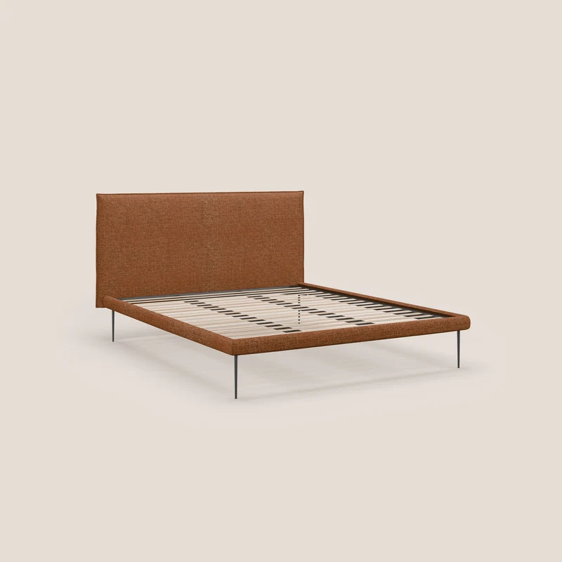 Theo lit moderne déhoussable avec pieds hauts en métal et tissu imperméable T10 orange