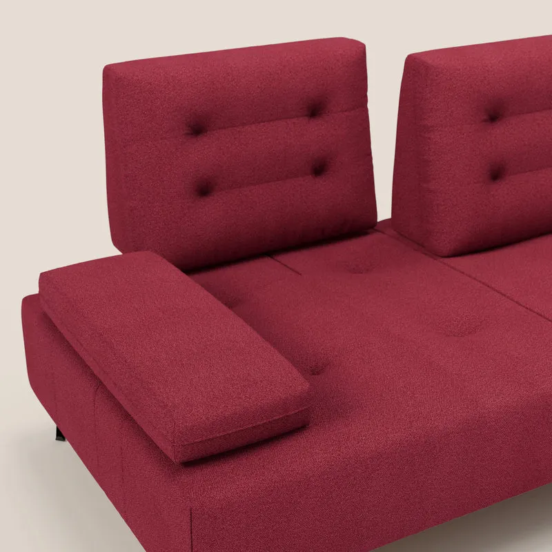 Lugano Canapé 3 places avec dossiers coulissants et accoudoirs réglables en bouclette douce et imperméable T07 rouge