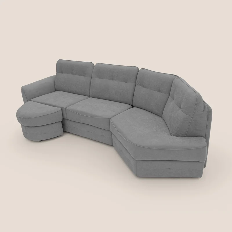 Zeus Canapé d'angle convertible avec matelas H18 cm pouf mobile en tissu imperméable T02 gris