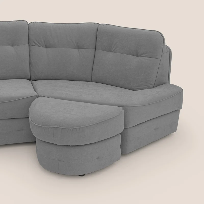 Zeus Canapé d'angle convertible avec matelas H18 cm pouf mobile en tissu imperméable T02 gris
