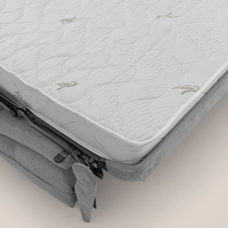 Zeus Canapé d'angle convertible avec matelas H18 cm pouf mobile en tissu imperméable T02 gris
