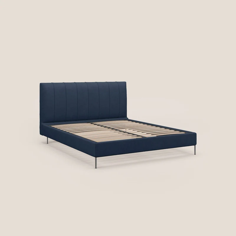 Calliope lit rembourré aux pieds hauts complètement déhoussable en tissu détachable T17 bleu