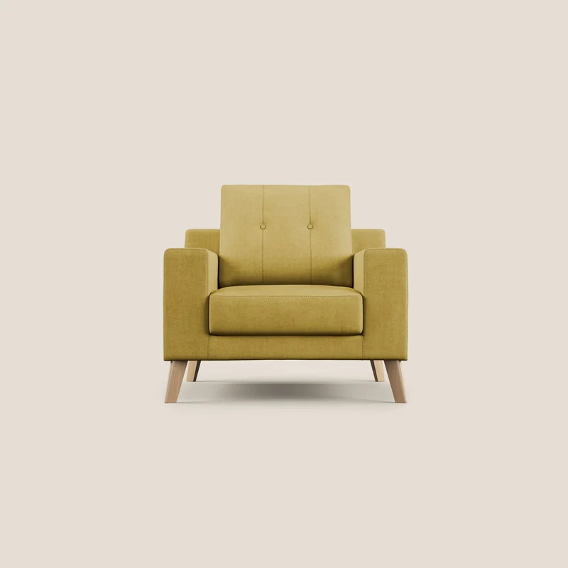 Danish Fauteuil en tissu doux imperméable T02 jaune