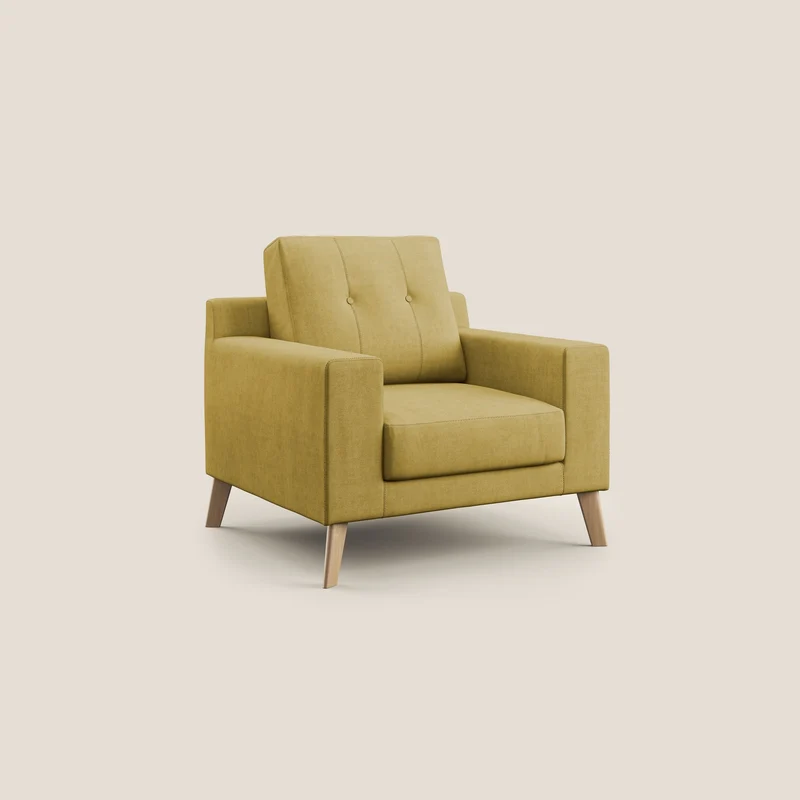 Danish Fauteuil en tissu doux imperméable T02 jaune
