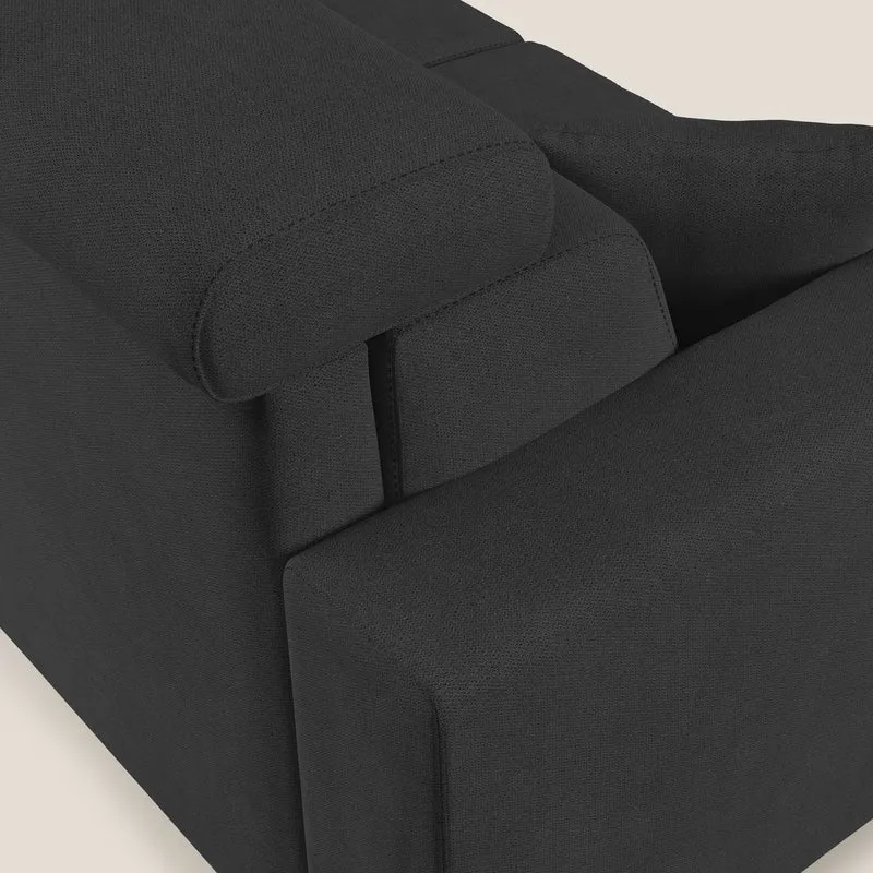 Pegaso canapé convertible d'angle avec têtières inclinables en tissu doux imperméable T02 noir