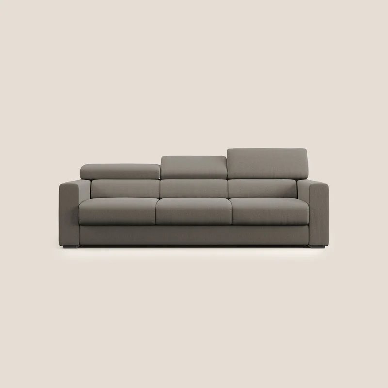 Dylan canapé avec pouf extractible à 3 assises en tissu effet coton imperméable T13 Taupe tortora