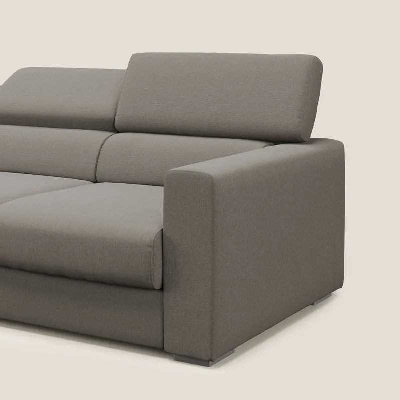 Dylan canapé avec pouf extractible à 3 assises en tissu effet coton imperméable T13 Taupe tortora