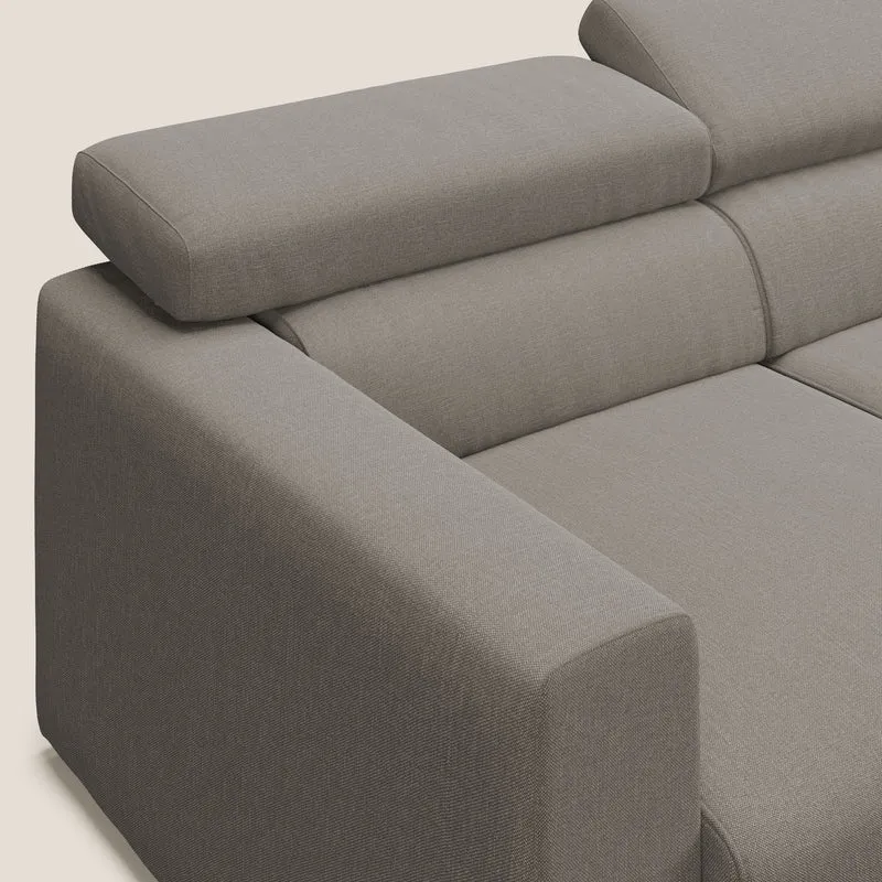 Dylan canapé avec pouf extractible à 3 assises en tissu effet coton imperméable T13 Taupe tortora