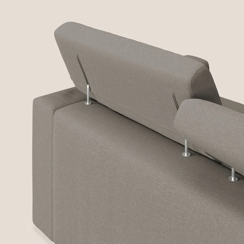 Dylan canapé avec pouf extractible à 3 assises en tissu effet coton imperméable T13 Taupe tortora
