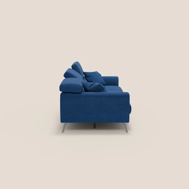 Caravaggio canapé 3 assises extensibles et têtières réglables en tissu imperméable T02 bleu