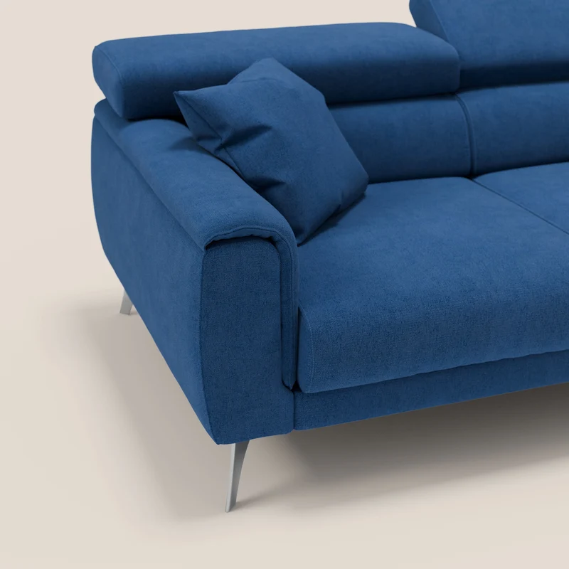Caravaggio canapé 3 assises extensibles et têtières réglables en tissu imperméable T02 bleu