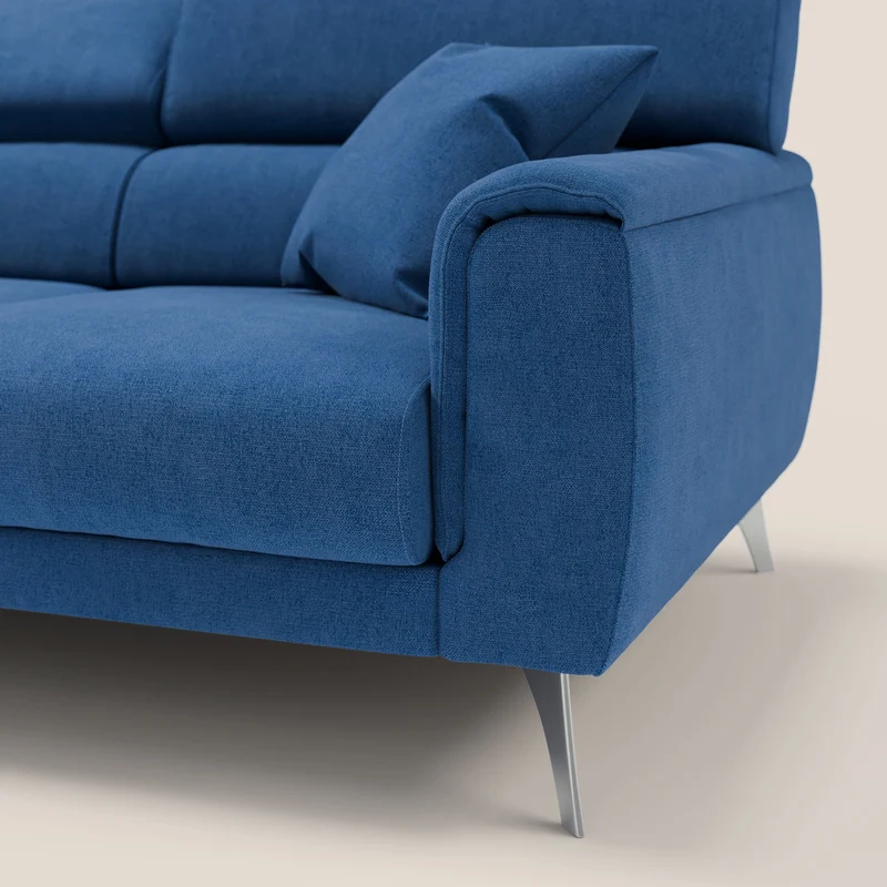 Caravaggio canapé 3 assises extensibles et têtières réglables en tissu imperméable T02 bleu