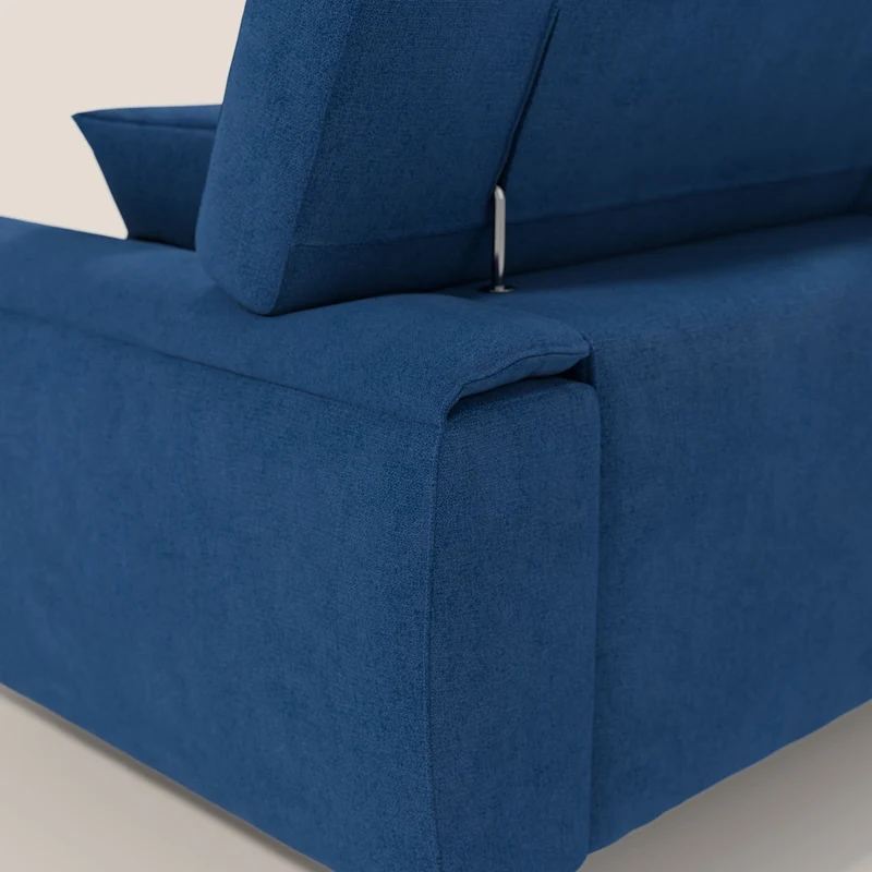 Caravaggio canapé 3 assises extensibles et têtières réglables en tissu imperméable T02 bleu