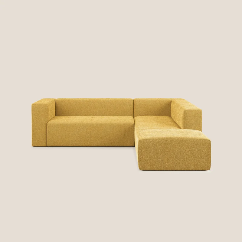 Nettuno canapé d'angle modulable en bouclette douce T07 jaune