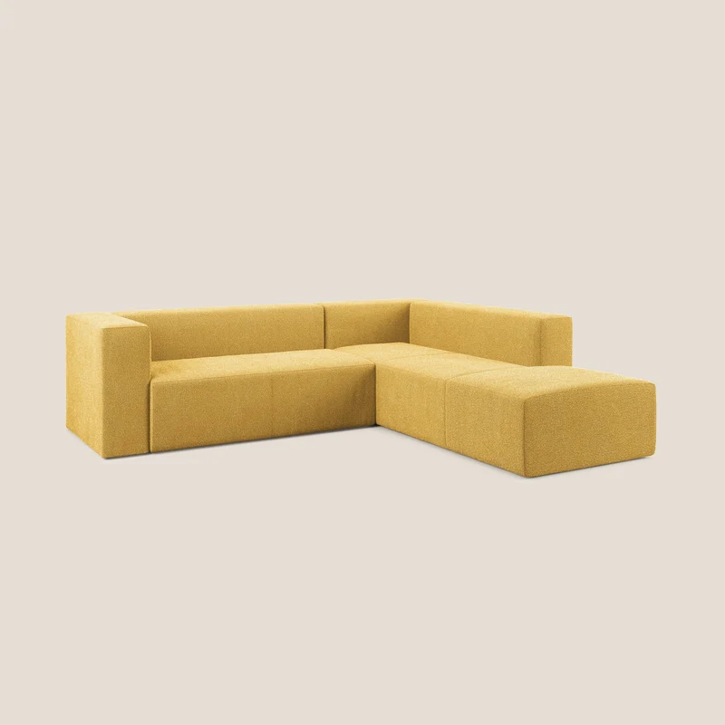 Nettuno canapé d'angle modulable en bouclette douce T07 jaune