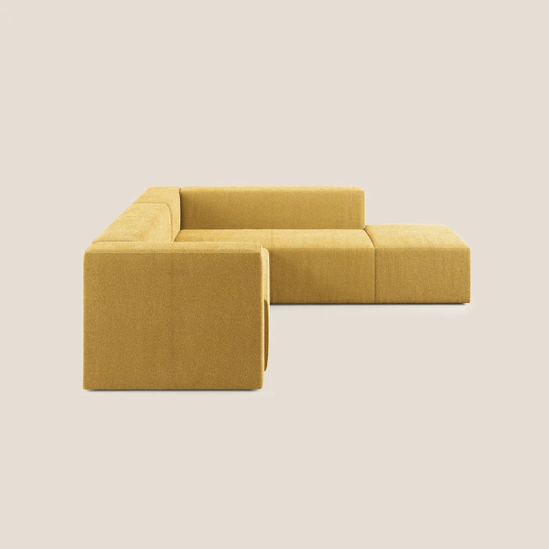 Nettuno canapé d'angle modulable en bouclette douce T07 jaune