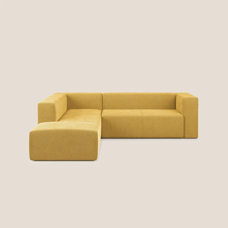 Nettuno canapé d'angle modulable en bouclette douce T07 jaune