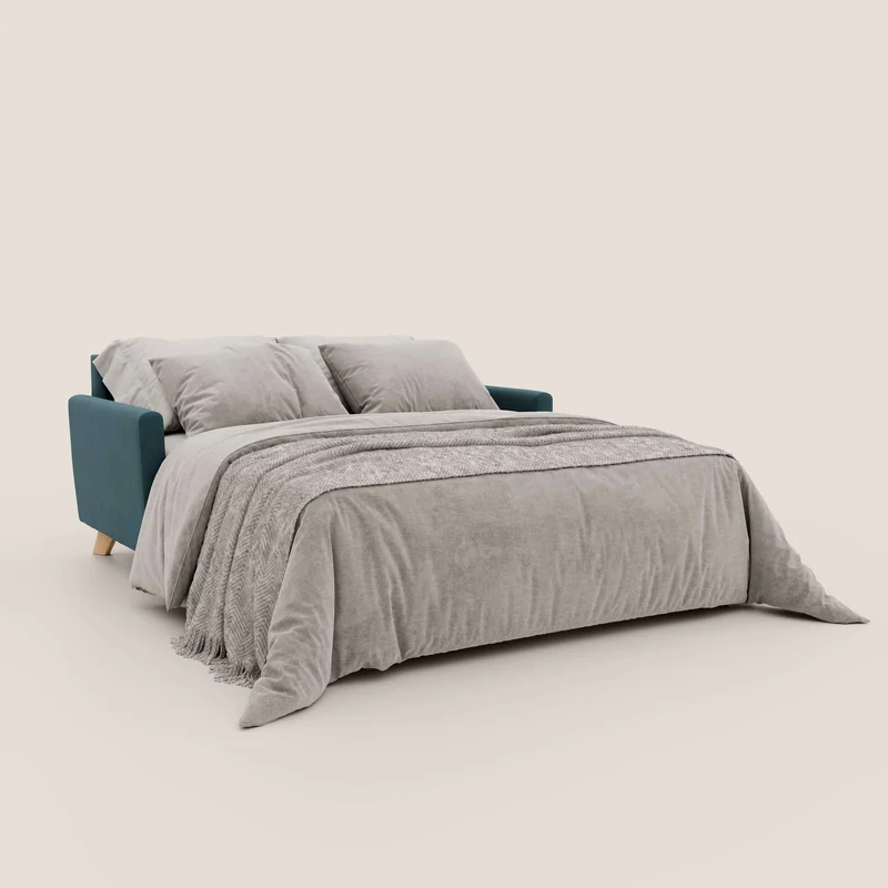 Francy canapé convertible avec têtières réglables en tissu détachable T17 bleu canard