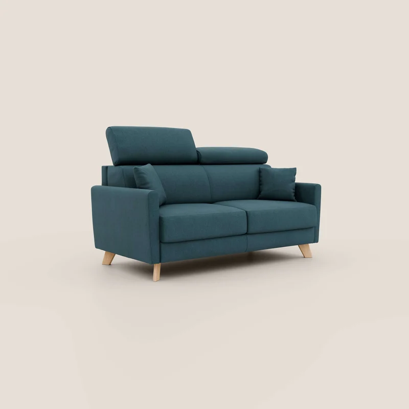 Francy canapé convertible avec têtières réglables en tissu détachable T17 bleu canard