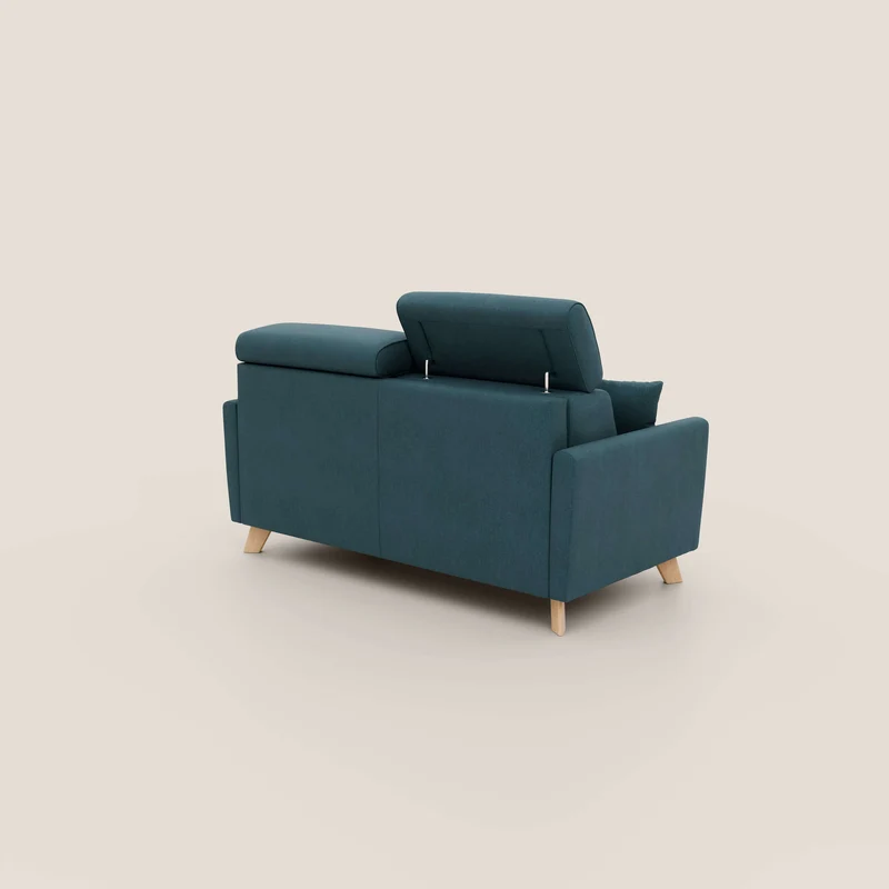 Francy canapé convertible avec têtières réglables en tissu détachable T17 bleu canard
