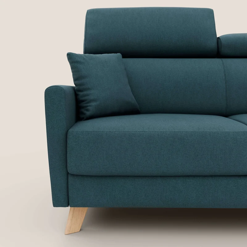 Francy canapé convertible avec têtières réglables en tissu détachable T17 bleu canard