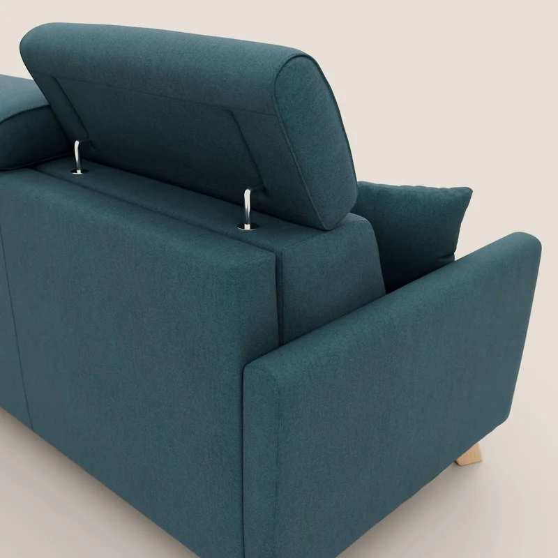 Francy canapé convertible avec têtières réglables en tissu détachable T17 bleu canard