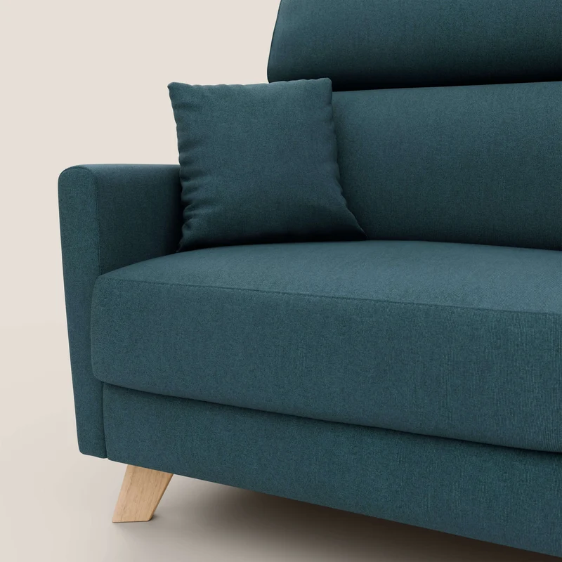 Francy canapé convertible avec têtières réglables en tissu détachable T17 bleu canard