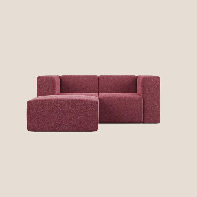 Nettuno canapé d'angle reversible modulable en bouclette douce T07 rouge