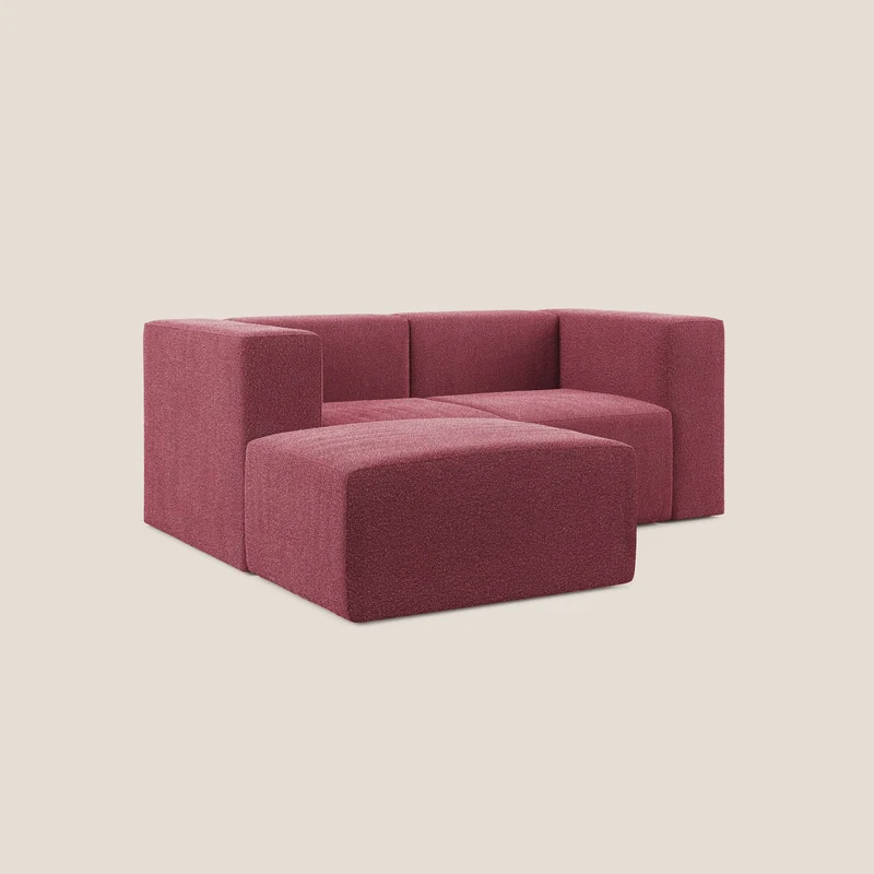 Nettuno canapé d'angle reversible modulable en bouclette douce T07 rouge