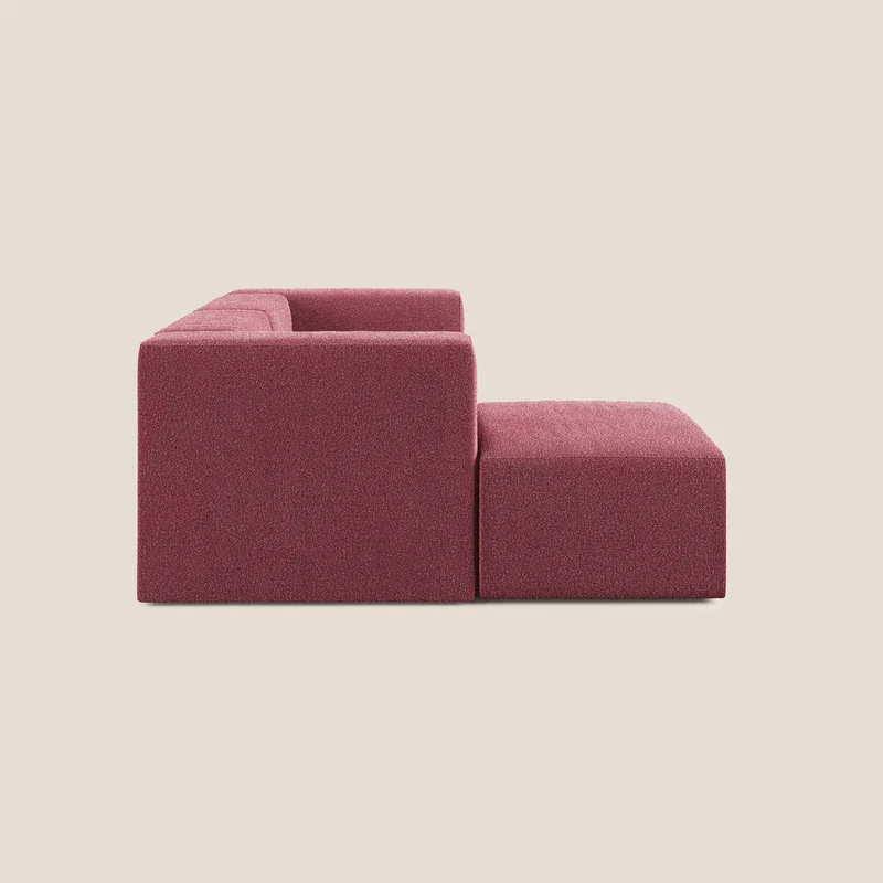 Nettuno canapé d'angle reversible modulable en bouclette douce T07 rouge