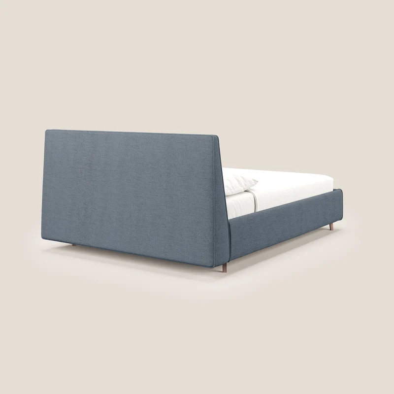 Justin lit rembourré avec coffre et déhoussable en tissu flammé imperméable T03 bleu