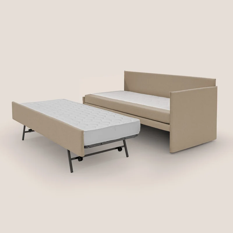 Durini Canapé duplex avec lits jumeaux et tissu effet coton imperméable T13 beige