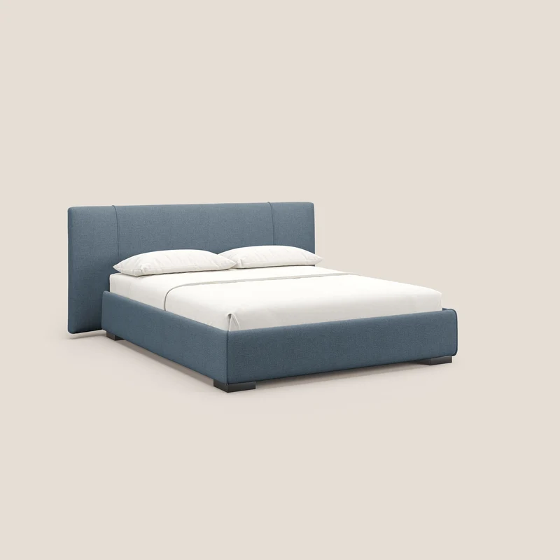 Omero lit avec coffre rembourré déhoussable en tissu flammé imperméable T14 sucre glace