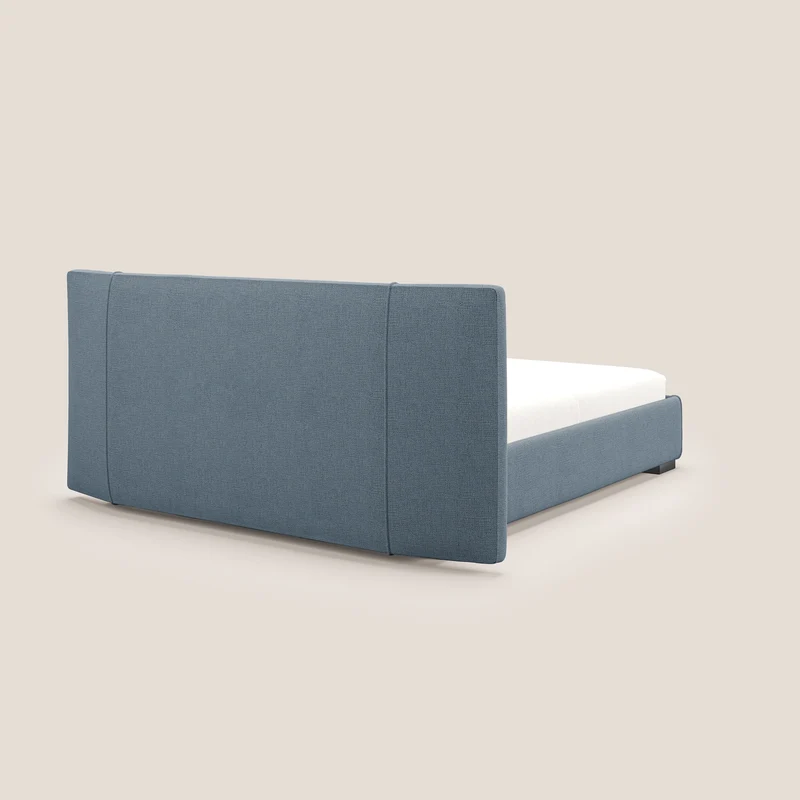 Omero lit avec coffre rembourré déhoussable en tissu flammé imperméable T14 sucre glace