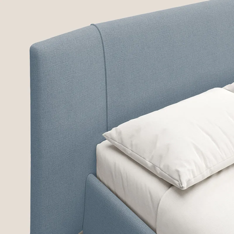 Omero lit avec coffre rembourré déhoussable en tissu flammé imperméable T14 sucre glace