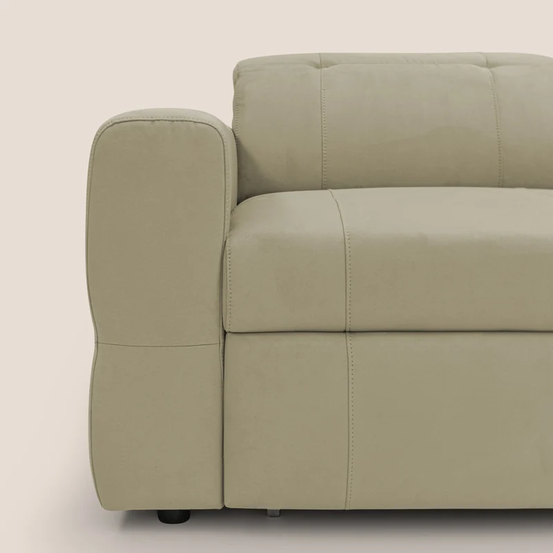 Kronos Canapé d'angle avec pouf extractible et coffre de rangement en microfibre imperméable T11 beige