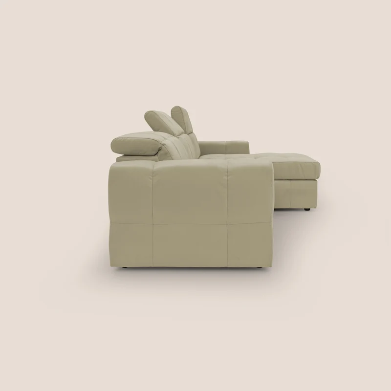 Kronos Canapé d'angle avec pouf extractible et coffre de rangement en microfibre imperméable T11 beige