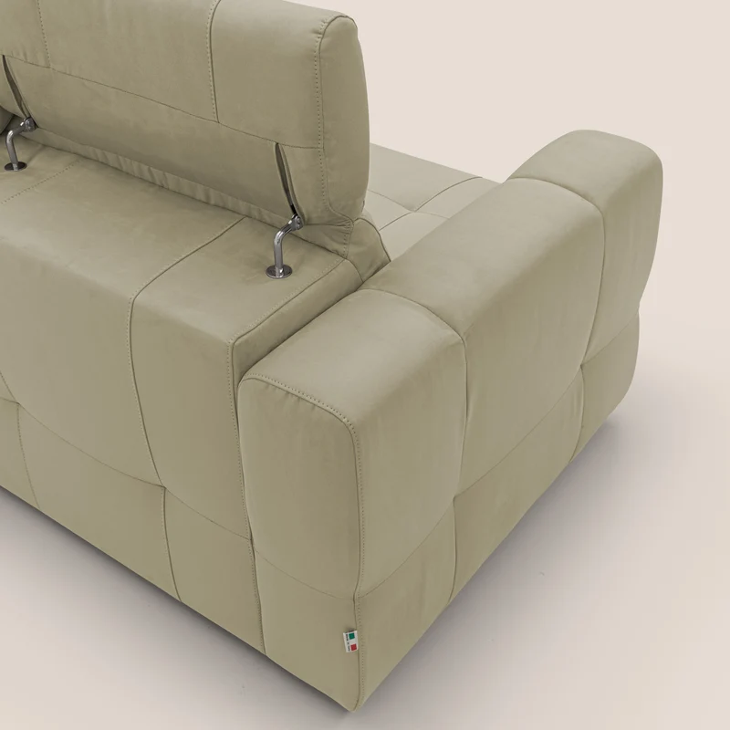 Kronos Canapé d'angle avec pouf extractible et coffre de rangement en microfibre imperméable T11 beige