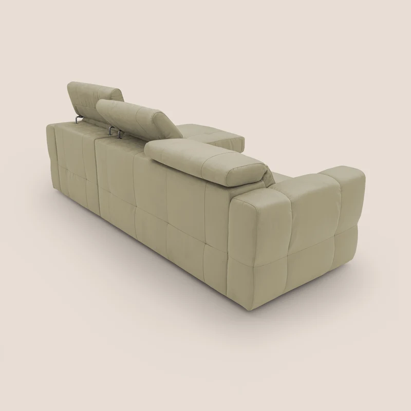 Kronos Canapé d'angle avec pouf extractible et coffre de rangement en microfibre imperméable T11 beige