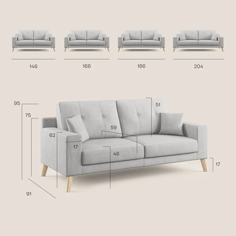 Danish canapé moderne en tissu doux imperméable T02 crème