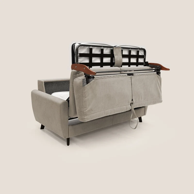 Callisto Canapé lit convertible en tissu doux imperméable T02 beige